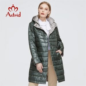 アストリッド秋の冬女性コート女性温かい長いパーカーファッション薄いジャケットフード付きハイト高品質の女性服1955 201210