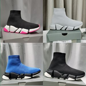 2023 män kvinnor trippel s nya stickade strumpor skor mesh hastighet 2.0 designer sneaker hög race löpare tränare avslappnad löpning tjocka sultränare sneakers med lådstorlek 35-46