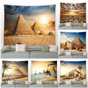 Tapestry Vintage Egypt Pyramid Tapestry Wildlife Zebra Tropical Palm Camel Natu