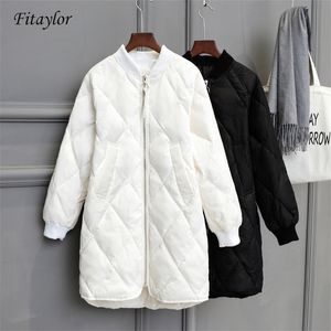 Fitaylor New Winter Long Womens Down Jackets Ultra Light White Duck Down Coat Oversize White Puffer Jacket Slim Autunno Parka T200910