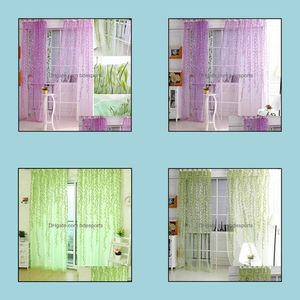 Curtain Window Treatments Home Textiles Garden Room Willow Pattern Sheer Panel Scarfs Curtains Drop Delivery 2021 0Th8K