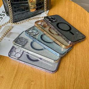 Galwaniczne totemiczne koronkowe bling magnetyczny miękki TPU Połączenia telefoniczne dla iPhone'a 13 12 11 Pro Max xr xs x 7g 8 plus pełny obiektyw magnesowy obudowa 2,0 mm