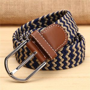 Belts Brown Leather Belt Men Women Fashion Waist Narrow Stretch Dress Pants Buckle Canvas WaistbandBelts