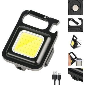 Multifunzionale Mini Glare COB Portachiavi Lampada da lavoro Ricarica USB Lampade di emergenza Forti lavori di riparazione magnetici Luce da campeggio all'aperto per auto