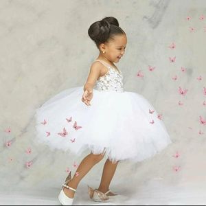 Girl's Dresses Cute White Girls Dresss Applique Lace Tulle Princess Wedding Party Dress Mother Daughter GownsGirl's