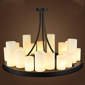 Pendant Lamps Circular Led Lamp American Retro French Designer Style Marble Candle Holders Droplight Village Restaurant GlassPendant