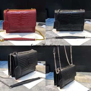 2022 Luxus-Umhängetaschen für Damen, Handtaschen, Damen-Luxus-Designer-Tasche aus echtem Leder mit Buchstaben, Damenketten, Krokodilmuster, Umhängetasche