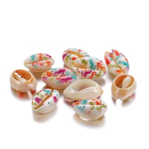 Conchiglie di mare naturali dipinte di moda Perline di conchiglia per la creazione di gioielli da spiaggia sabbiosa Accessori per bracciali con collana fai-da-te 10 pezzi