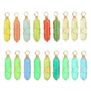 Luminous Stone Charms Wire Wrap Zeshoekig Prisma Glas Crystal Glow Light In The Dark Hanger voor het maken van sieraden Kettingaccessoires