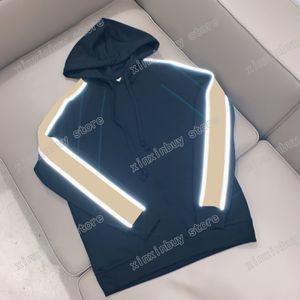 xinxinbuy erkekler tasarımcı sweatshirtler hoodies yansıtıcı bant çift harfli jacquard pamuk giyim kadınları gündelik yüksek kaliteli beyaz siyah xs-l