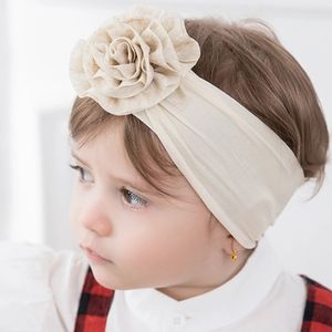 Chiffon Flower with Wide Nylon Turban Head Bands Hair Accessories for Baby Girls Headwrap Soft Elastic Hairband Kids Newborn Headband