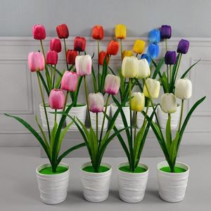 Flores decorativas guirnaldas pot artificial flor en múltiples propósitos Simulación de seda SIMULACIÓN Tulipán Modercot Decoración Fake Craft para el hogar