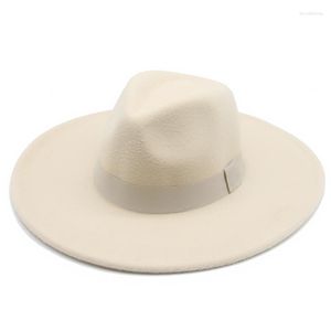 Berretti Cappelli Fedora per donna 9,5 cm Abito a tesa larga Cappellini da uomo Cappello in feltro Panama Nastro da sposa Fascia Sombreros De MujerBerets BeretsBerets