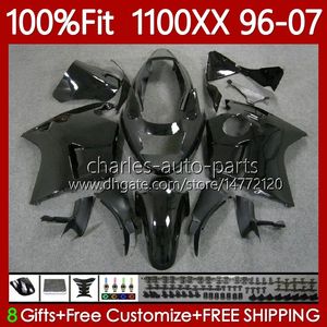 Injektionsformkropp för Honda Blackbird CBR1100 CBR 1100 XX CC 1100XX 96-07 114NO.42 CBR1100XX 1996 1997 1998 1999 2000 2001 1100CC 02 03 04 05 06 07 Stock Svart Faäkning