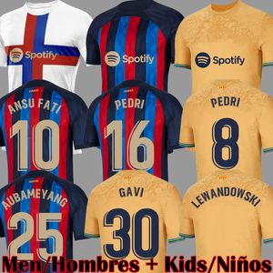 22 Pedri Gavi Soccer Jersey FC Ferran Camiseta de Futbol Auba Ansu Fati Jong voetbalshirt Memphis Barcelona Lewandowski Kits Mannen Kids Sets