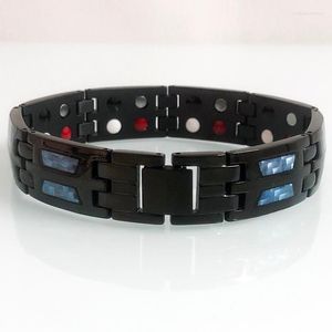 Blue Carbon Fiber Male Titanium Magnetic Bracelet Black Pure Tungsten Steel Armband For Men And Women's Bracelets Drop Link Chain
