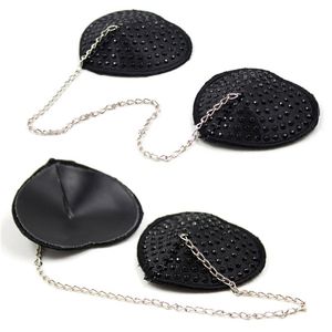 1 Pair Sexy Heart Shape Chain Nipple Cover Women Reusable Breast Wear Silicone Nipple Pasties Stickers Bra Pads 220514