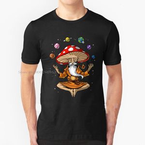 Magic Mushroom Buddha T Shirts Streetwear roliga svarta kläder Mens skjorta toppar tees hippie shrooms psykedeliska svampar