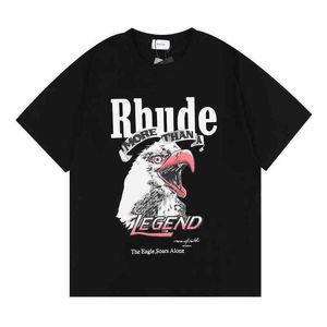 トレンディなRhude Designer Maxfield La Los Angeles LimitedイーグルプリントOSルーズメンズ レディース半袖Tシャツ高品質