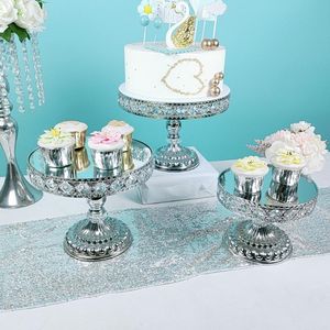 Other Bakeware 1Pcs Crystal Mirrored Tray Cosmetic Vanity Jewelry Trinket Organizer Decorative Cupcake Dessert Holder Gold SilverOther