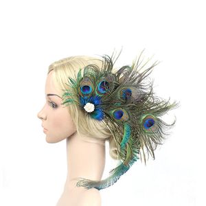 Feminino Pena de Pavão Fascinador Clipe Ladies Day Races Festa de Casamento Nupcial Tiara Hairpin Acessórios de Cabelo Noiva Headpiece 220719