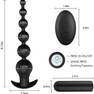 Sex Toy Massager Beads Butt Plug with Remote Control Prostate Stimulation Massage 9 Vibrating Anal Training Vibrator Sex Toy for Men Women