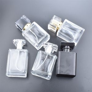 5pcs 50ml garrafas de perfume preto transparentes Travel Pocket Garrafas de spray de vidro garrafas vazias Dispensador de spray de spray atomizador 220705