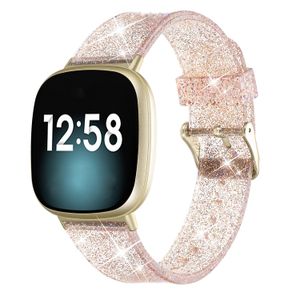 Cinturino per orologio in silicone glitterato per Fitbit Versa 3 Cinturino in gelatina trasparente Versa3 Sostituzione Bling Bracciale Loop Band Accessori per bracciale