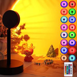 light ZK20 Sunset Lamp Led Projector Remote Control Rainbow Atmosphere Night Photographic Home Background Wall Decoration Lamp