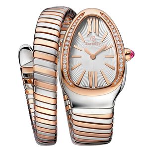 Fashion Women's Watch مظهر السربنتين حزام معصم منحني أكثر ملاءمة معصم فسيفساء فسيفساء مضيئة