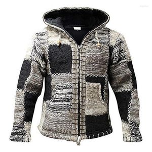 メンズセーターメンズセーターコート冬のファッションパッチワークポケットで編む2022秋の男性ハラジュクジッパーフードカーディガンオルガ22