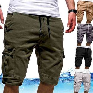 Herren Shorts Green Cargo Shorts Sommer Bermudas Männliche Klappentaschen Jogger Shorts Casual Working Army Taktische Bermudas 210322