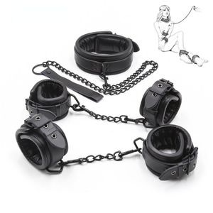 PU LÄDER SEXY HANDCUFF REBREMTS ANKLE CUFF BDSM BONDAGE Toy for Women Fetish Par Cosplay Erotic Accessories