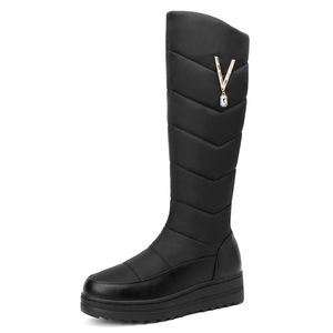 Fedonas Side Zipper Women Warm Knee High Winter New Snow Party Basic Casual Shoes Woman Big Size Platform Boots Y200915