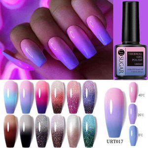 Nail Gel Toy 7 5ml Thermal 3 Layers Color Changing Uv Polish Sparkle Glitter Soak Off Art Varnishes 0328