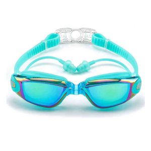 Óculos profissionais de natação homens e mulheres plug plugue à prova d'água Anti nevoeiro adulto piscina de óculos de natação natalyewear y220428