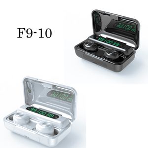F9-10 Tws Wirelesss Fiels Fone de Ouvido Impermeável Bluetooth Fone de Ouvido Estéreo Som Baixo Com 3 LED Display Digital Touch Control Headsets