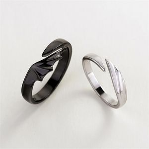 Ins Hip Hop Angel and Devil Couple Rings Men Women Korean Simple Black White Student Gift Jewelry for Engagement Accessary 220719