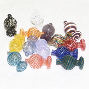 25mm OD US Colorful Stripe Smoking Glass Carb Cap Bubble Caps Suit per bordo smussato Quartz Banger Dab Rigs Water Bong