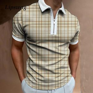 Polo da uomo Moda Patchwork Uomo Camicie a maniche corte Casual Colletto rovesciato Cerniera Design Top 2022 Estate Harajuku Uomo StreetwearMe