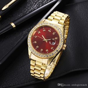 Relogio masculino diamentowy męski zegarek moda czarna tarcza kalendarz złota bransoletka składane zapięcie mistrz mężczyzna 2020 prezenty pary