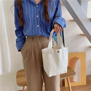 New Outdoor Bags For Picnic Candy Color Canvas Tote Bag Lunch Bag Food Fashion Portable Small Lunchbox Bag With Copper Buckle Y220524