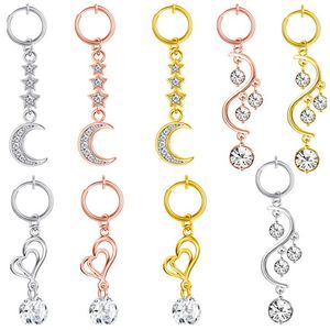 Jinglang Fashion Moon Heart Pendant Crystal Belly Button Rings Piercing Navel Nail Body Jewelry for Girls Jewelry