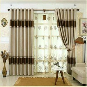 Blackout gardiner för vardagsrum sovrum europeisk stil tyll tjocka gardiner färdiga lila brun beige fönster gardin behandlingme2343