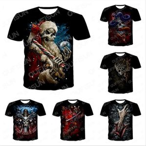 Erkek T-Shirt 2022 Yaz 3D Baskılı Tişört Kafatası Tasarım Korku Moda Harajuku Özel Kısa Kollu XXS-6XL