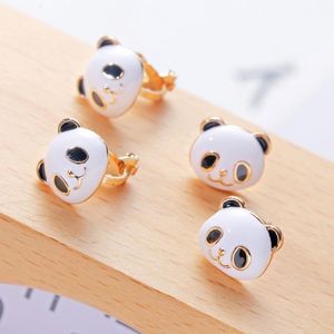 Klipp på skruva tillbaka Jiofree Korea Style Cartoon Panda Clip on Earrings Non Pierced Ear Clips Muff for Women Party