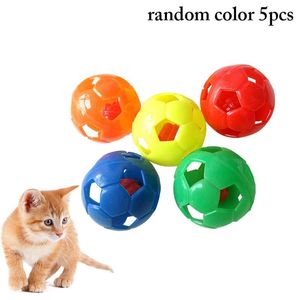 Cat Toys 5pcs Ball Plastic Hollow Jingle Toy Catten Bell Interactive Geting Strand Color