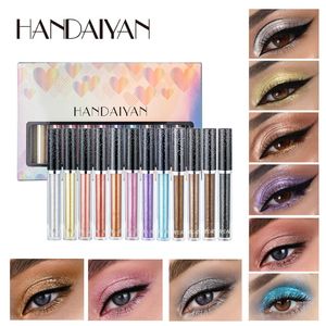 HANDAIYAN 12 Colors Liquid Eyeshadow Shiny Diamond Glitter Shimmer Highlighter Brighten Eye Shadow Makeup