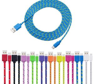 Großhandel Nylon rund geflochten Micro-USB-Kabel Typ C Ladegerät Datensynchronisationskabel 1 m 2 m 3 m für Smartphone Samsung HTC LG