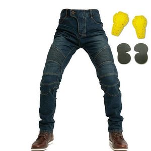 calças de equitação da motocicleta motociclistas cavaleiro clássico jeans de proteção calças soltas locomotivas casuais com engrenagens de proteção 261Q